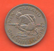 New Zeland 1 Schilling 1947 Nuova Zelanda 1 Scellino Nickel Coin British Territory King George VI° - New Zealand