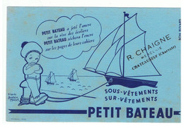 Buvard Petit Bateau Sous-vêtements, Sur-vêtements Des Années 1960 Couleur Bleue Offert R. CHAIGNE Châteauneuf 16 - Textile & Vestimentaire