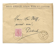 N°51 - 10 Centime Rose-rouge Obl. Dc De WILTZ * sur Lettre (en-tête Arnold SCHAACK Notaire) Du 15-8 1883 Vers Diekirch. - 1882 Allégorie