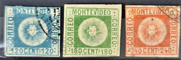 URUGUAY 1858 - Canceled - Sc# 4, 5, 6 - Complete Set! - Uruguay