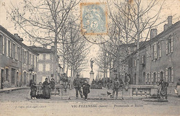 CPA 32 VIC FEZENSAC PROMENADE ET STATUE - Vic-Fezensac