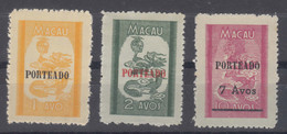 Portugal Macao Macau, Porto, Postage Due 1951 Mi#51-53 Mint Hinged - Nuovi