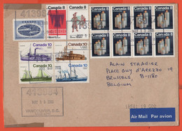 CANADA - 2003 - 15 Stamps - Medium Envelope - Viaggiata Da Vancouver Per Brussels, Belgium - Brieven En Documenten