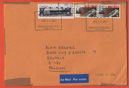 CANADA - 2003 - 39 + 2 X 68 Trains - Medium Envelope - Viaggiata Da Vancouver Per Brussels, Belgium - Cartas & Documentos