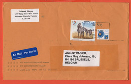 CANADA - 2006 - 2$ Horse + 1,49 Flower - Medium Envelope - Viaggiata Da Oshawa Per Brussels, Belgium - Cartas & Documentos