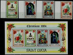 ST. LUCIA 1984 CHRISTMAS MI No 684-7+BLOCK 38 MNH VF!! - St.Lucie (1979-...)