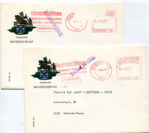 1973/76 5 Enveloppen Gemeente BEVEREN WAAS - Rode Machine Stempel Gemeentefeesten - 1960-1979