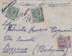 833 - REGNO - Busta Assicurata Con Testo Del 1907 Da Messina A Bazzano Con Cent 5 + 5 Verde (Leoni) + Cent 50 Violetto - Insured