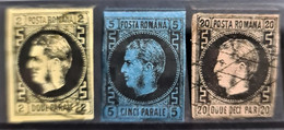 ROMANIA 1866 - Canceled - Sc# 29-31 - 1858-1880 Moldavia & Principato