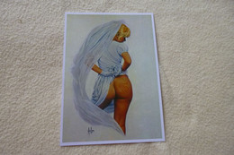 BELLE ILLUSTRATION EROTIQUE ET SEXY ...BELLE FEMME NUE SOUS SA ROBE DE MARIEE......SIGNE ASLAN - Aslan