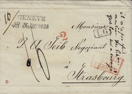 1835- Lettre De GENEVE /18 Juill 1835  + " SUISSE PAR / FERNEY " Rouge Encadré = L G Encadré  -taxe 16 D. +2 - Marques D'entrées