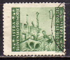 ISTRIA E LITORALE SLOVENO 1946 TIRATURA DI ZAGABRIA LIRE 1 LIRA USATO USED OBLITERE' - Occ. Yougoslave: Littoral Slovène