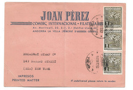 PAE022 / ANDORRA - Drucksache Mehrfachfrankatur 1952 (Edlweiss) Nach NY - Covers & Documents