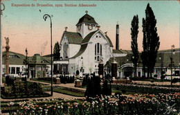 !  Cpa, 1910, Exposition De Bruxelles, Weltausstellung, Deutscher Pavillon, Gelaufen Nach Ahrensburg - Universal Exhibitions