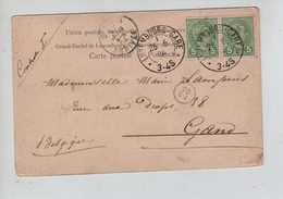 REF4753/ TP 5c (2) S/CP Luxembourg C. Luxembourg - Gare 1904 > Gand Belgique C.d'arrivée - Macchine Per Obliterare (EMA)