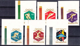Hungary Winter Olympic Games 1960 Mi#1668-1674 B - Imperforated, Miss 1668, Mint Hinged On Margin - Unused Stamps