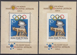 Hungary Olympic Games 1960 Mi#Block 30 A And B - Imperforated, Mint Never Hinged - Neufs
