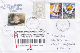 GOOD GREECE " REGISTERED " Postal Cover To ESTONIA 2020 - Good Stamped: Persons ; Fish ; Europa - Briefe U. Dokumente