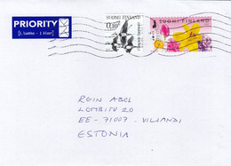 GOOD FINLAND Postal Cover To ESTONIA 2021 - Good Stamped: Flowers ; Birds - Briefe U. Dokumente