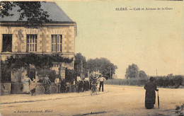 37-BLERE- CAFE ET AVENUE DE LA GARE - Bléré