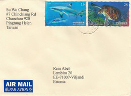 GOOD TAIWAN Postal Cover To ESTONIA 2019 - Good Stamped: Shark ; Turtle - Cartas & Documentos