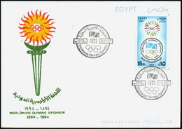 Egypt 1894 - 1994 First Day Cover - FDC 100 Years Worldwide Olympic Sponsor - Lettres & Documents