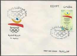 Egypt 1992 First Day Cover - FDC Olympic Games Barcelona - Spain - Storia Postale