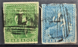 BARBADOS 1855/58 - Canceled - Sc# 5, 6 - Barbados (...-1966)