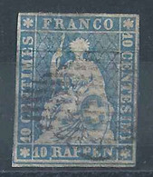 Strubel 23B, 10 Rp.blau  EIDG.RAUTE         Ca. 1855 - Gebraucht