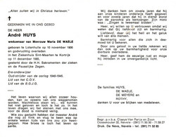 André Huys (1906-1985) ~ Oudstrijder (1940-1945) - Devotion Images