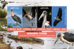 Liberia 2019  Fauna  Marabou Stork, Birds ,crocodile  I201901 - Liberia