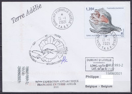 TAAF - Terre Adélie - Cachet Biologie TA71 - Oblit. Dumont D'Urville 15-1-2021 / Tp Coquillage - Briefe U. Dokumente