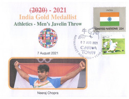 (WW 28)1 Cover / 1 Envelope - 7 August 2021 (with New Australian Toyko Olympics Stamp) India Golf Men's Javelin Throw - Sommer 2020: Tokio