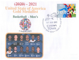 (WW 28)1 Cover / 1 Envelope - 7 August 2021 (with New Australian Toyko Olympics Stamp) USA Men's Basketball - Sommer 2020: Tokio