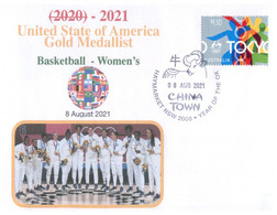 (WW 28)1 Cover / 1 Envelope - 8 August 2021 (with New Australian Toyko Olympics Stamp) USA Women's Basketball - Sommer 2020: Tokio