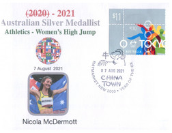 (WW 28) 1 Cover / 1 Envelope - 7 August 2021 (with Australian Toyko Olympics Stamp) Australia Silver Women's High Jump - Sommer 2020: Tokio