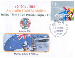 (WW 28) 1 Cover / 1 Envelope - 7 August 2021 (with Australian Toyko Olympics Stamp) Australia Gold Sailing 470 - Sommer 2020: Tokio