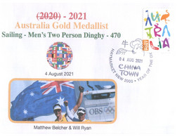 (WW 28) 1 Cover / 1 Envelope - 4 August 2021 (with Australian Toyko Olympics Stamp) Australia Gold Sailing 470 - Sommer 2020: Tokio