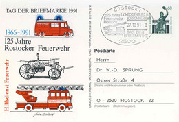 113  Camion De Pompiers: Entier (c.p.) D'Allemagne, 1991 - Fire-fighting Vehicle, Firebrigade Stationery Postcard - Firemen