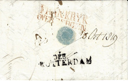 1819-lettre De 28 / MORLAIX  ( Mal Venu)  Au Dos FRANKRYK / OVERBERGEN +DEB. /ROTTERDAM - Marques D'entrées