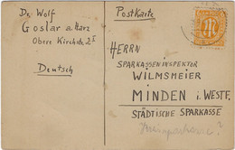 AM-Post 20 AX Auf Postkarte Goslar, 26.9.1945 - Zona Anglo-Américan