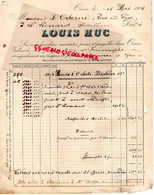ALGERIE- ORAN- RARE FACTURE LOUIS HUC- VIN SIDI BRAHIM- VINS- A CITERNE SAINT LEONARD NOBLAT -1906 - Sonstige & Ohne Zuordnung