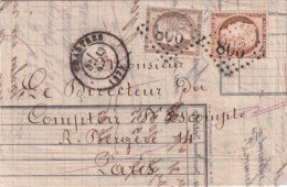 1874 - MIXTE CERES / SIEGE - LETTRE 3° ECH (TARIF 70c) De CHARTRES (EURE ET LOIR) => PARIS - 1870 Siège De Paris