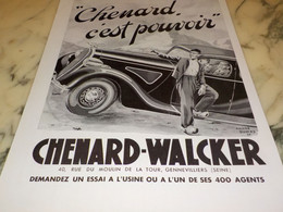 ANCIENNE PUBLICITE  C EST POUVOIR AUTOMOBILE CHENARD & WALCKER  1936 - Voitures