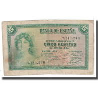 Billet, Espagne, 5 Pesetas, 1935, KM:85a, TB - 5 Pesetas