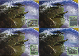 Brazil 2014 Complete Series With 4 Official Maximum Card Prehistoric Animal Fauna Mammal Reptile Dinosaur Footprint - Prehistóricos