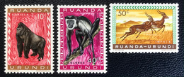 Ruanda - Urundi - D2/10 - MNH - 1959 - Michel 161a-163a-164a - Beschermde Dieren - Neufs