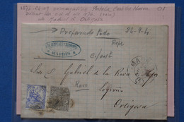 Z3 ESPANA BELLE LETTRE RARE  1874  CASTILLA NUEVA MADRID POUR ORTIGOSA  +AFFR.  INTERESSANT - Storia Postale