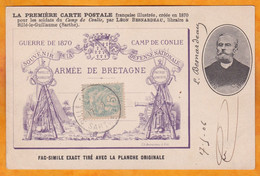 1906 - CP Fac Similé 1e CP Française Illustrée De 1870 Armée De Bretagne De Sillé, Sarthe Vers Enghien, Belgique - 1877-1920: Semi Modern Period