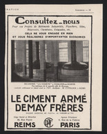 Pub 1926 Ciment Armé Demay Frères Reims Salle De Brassage Brasserie Biere La Comete Chalons Sur Marne - Pubblicitari